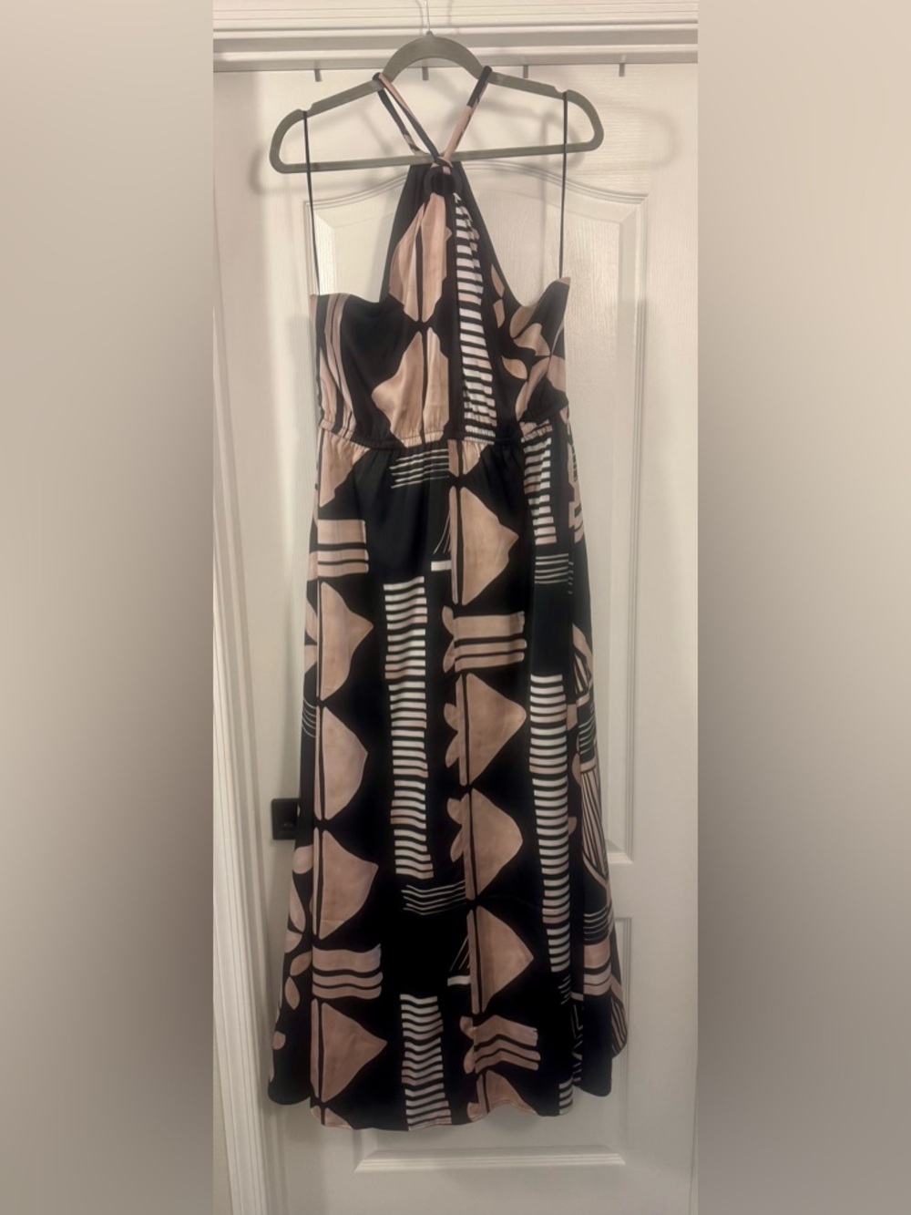 Express Black and Blush Halter Maxi Dress - Picture 4 of 16
